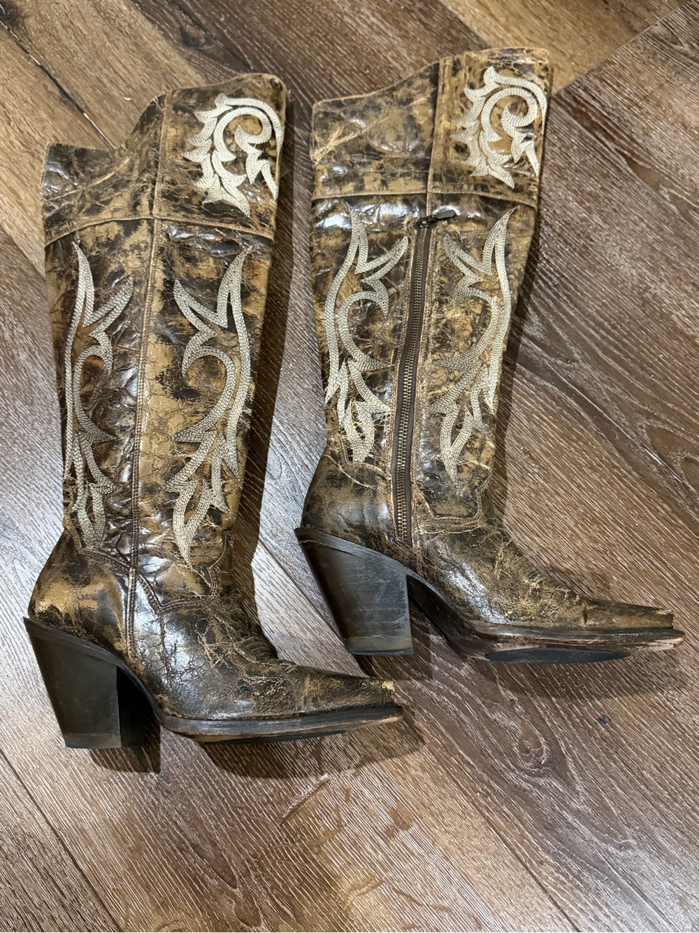 Dan Post jilted knee high western Brown Boots size 7 - Picture 2 of 9